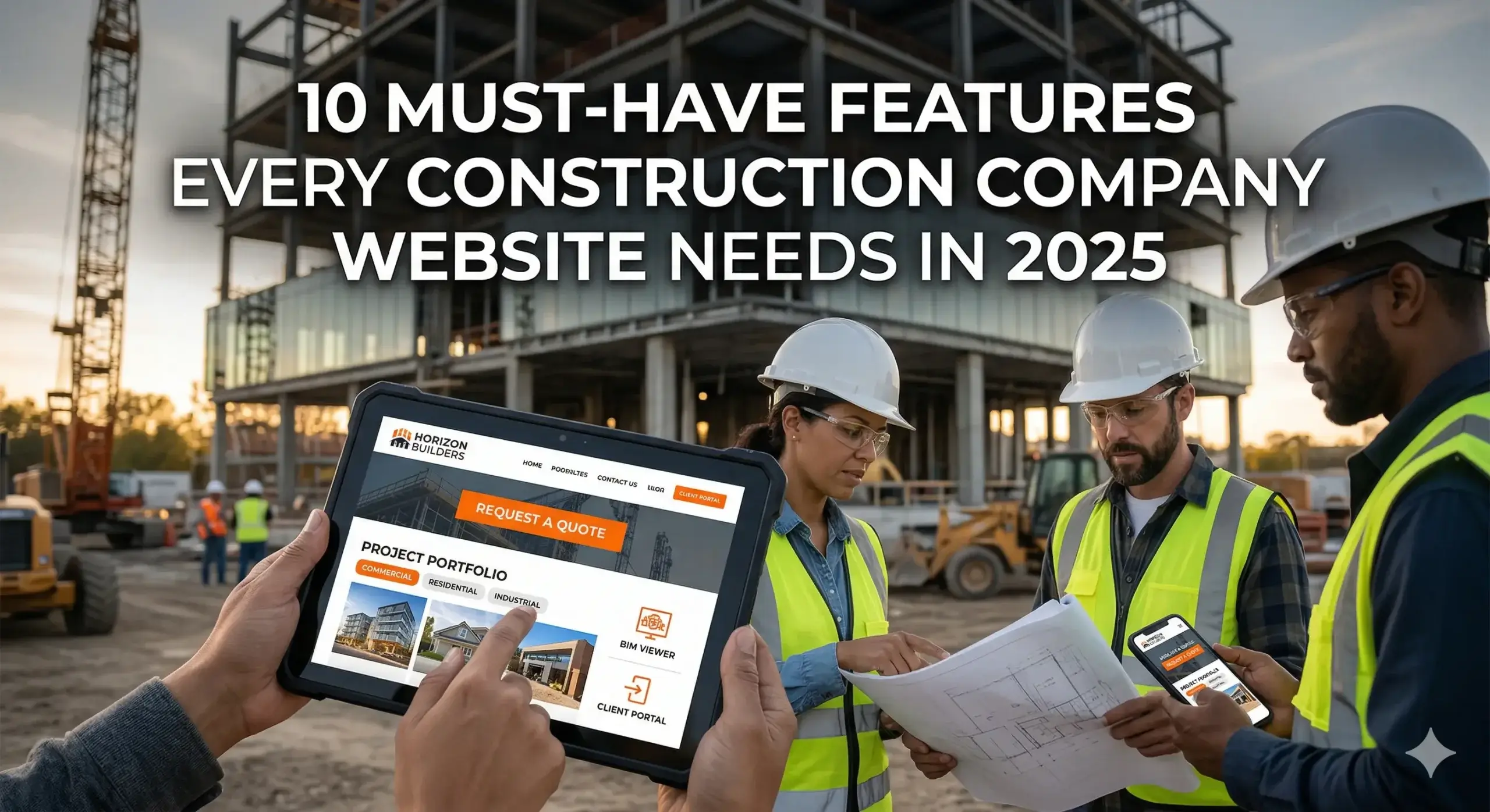 construction company website design features