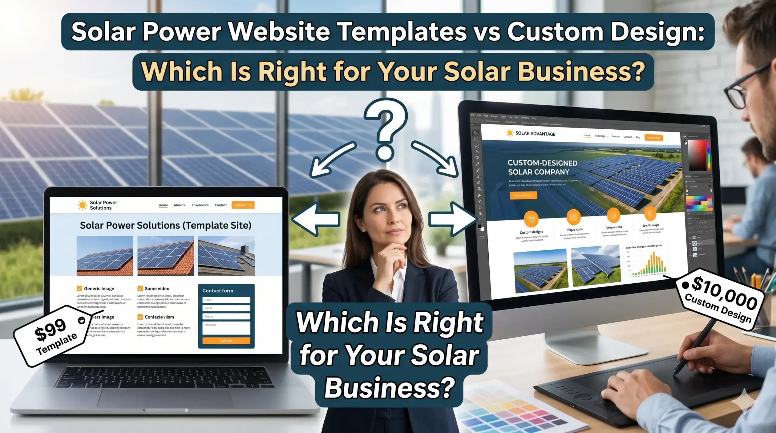 Solar Power Website Templates vs Custom Design: Which Is Right for Your Solar Business?